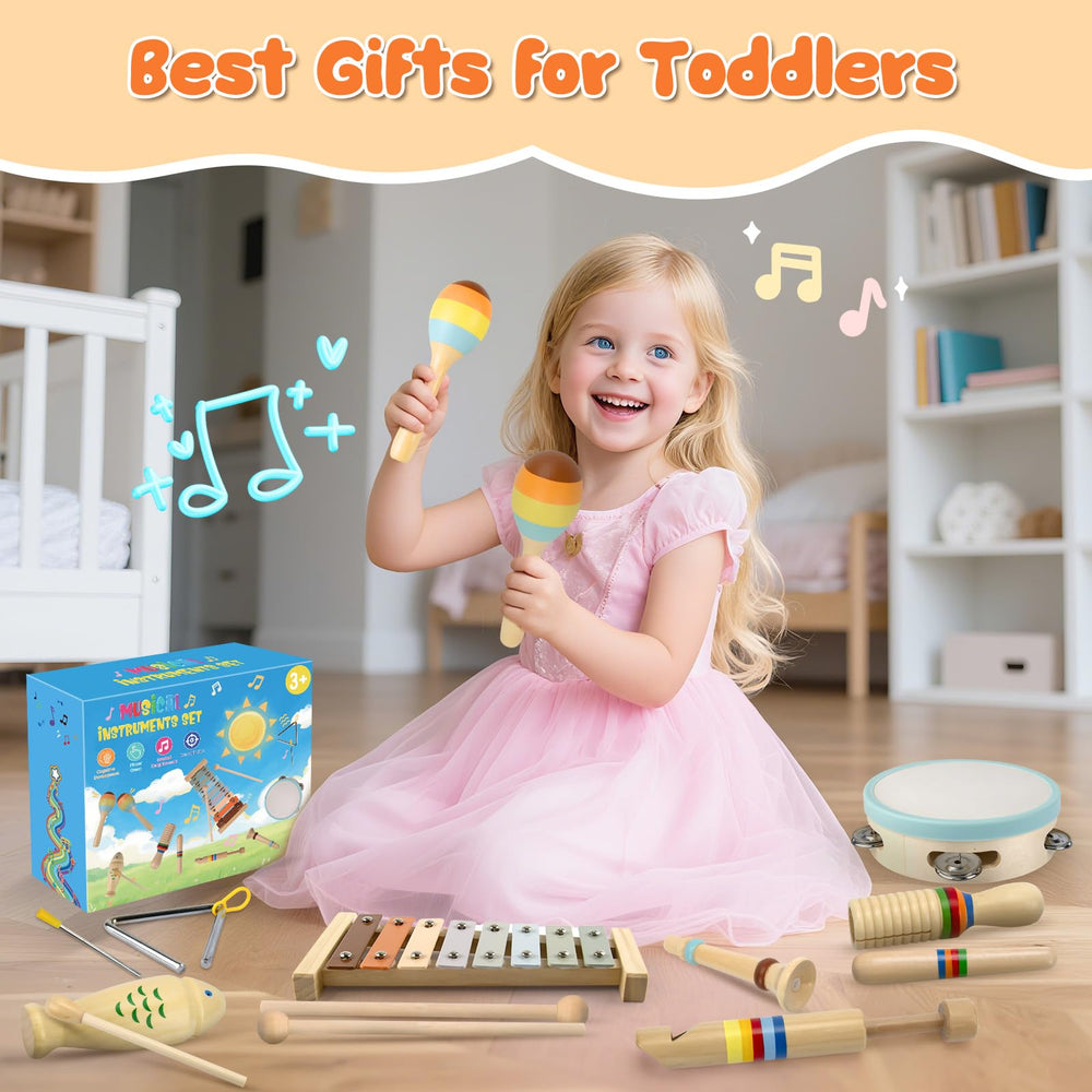 YUNLX gift-ready toddler instruments with storage bag for easy cleanup.