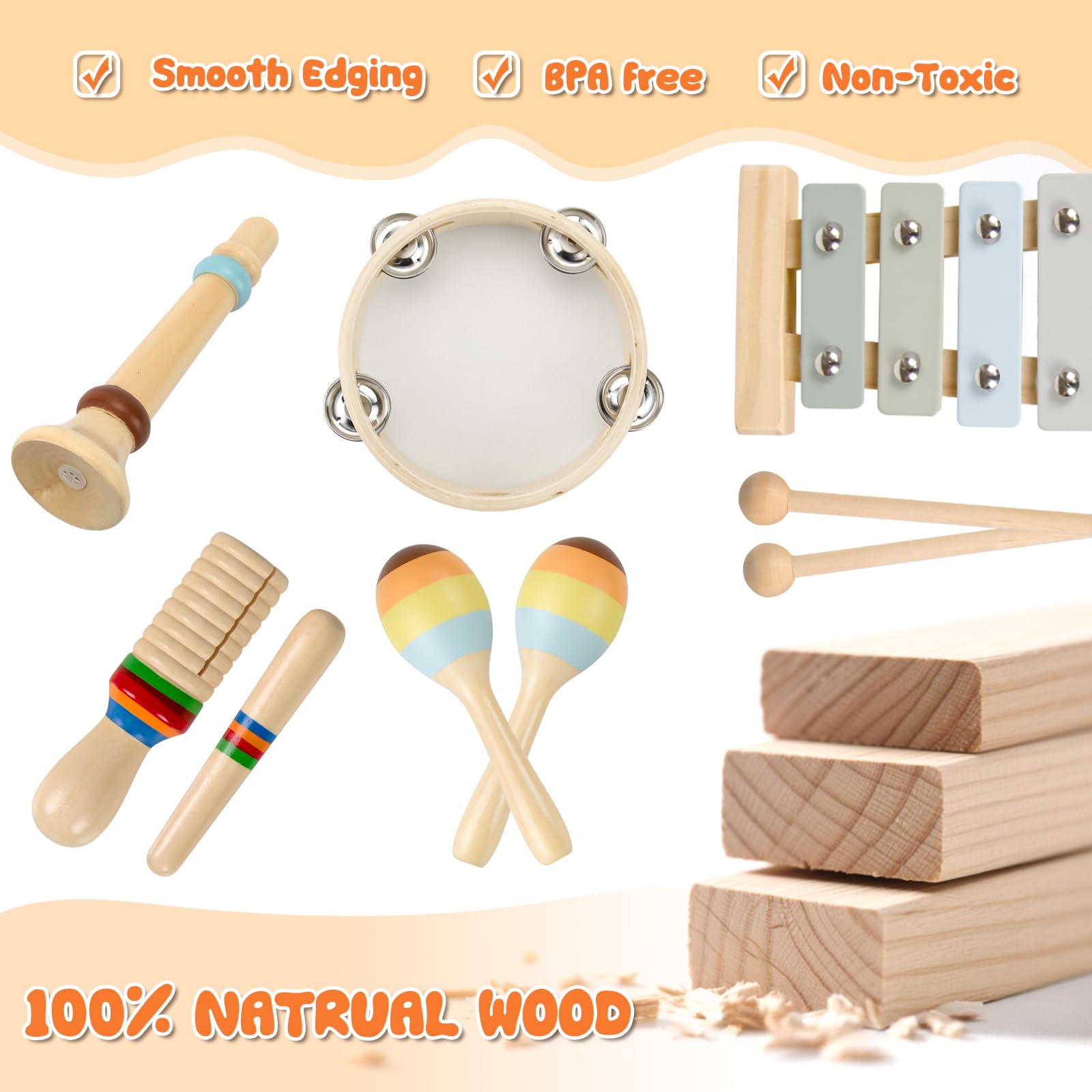 YUNLX sensory development set supports rhythm and touch through music.