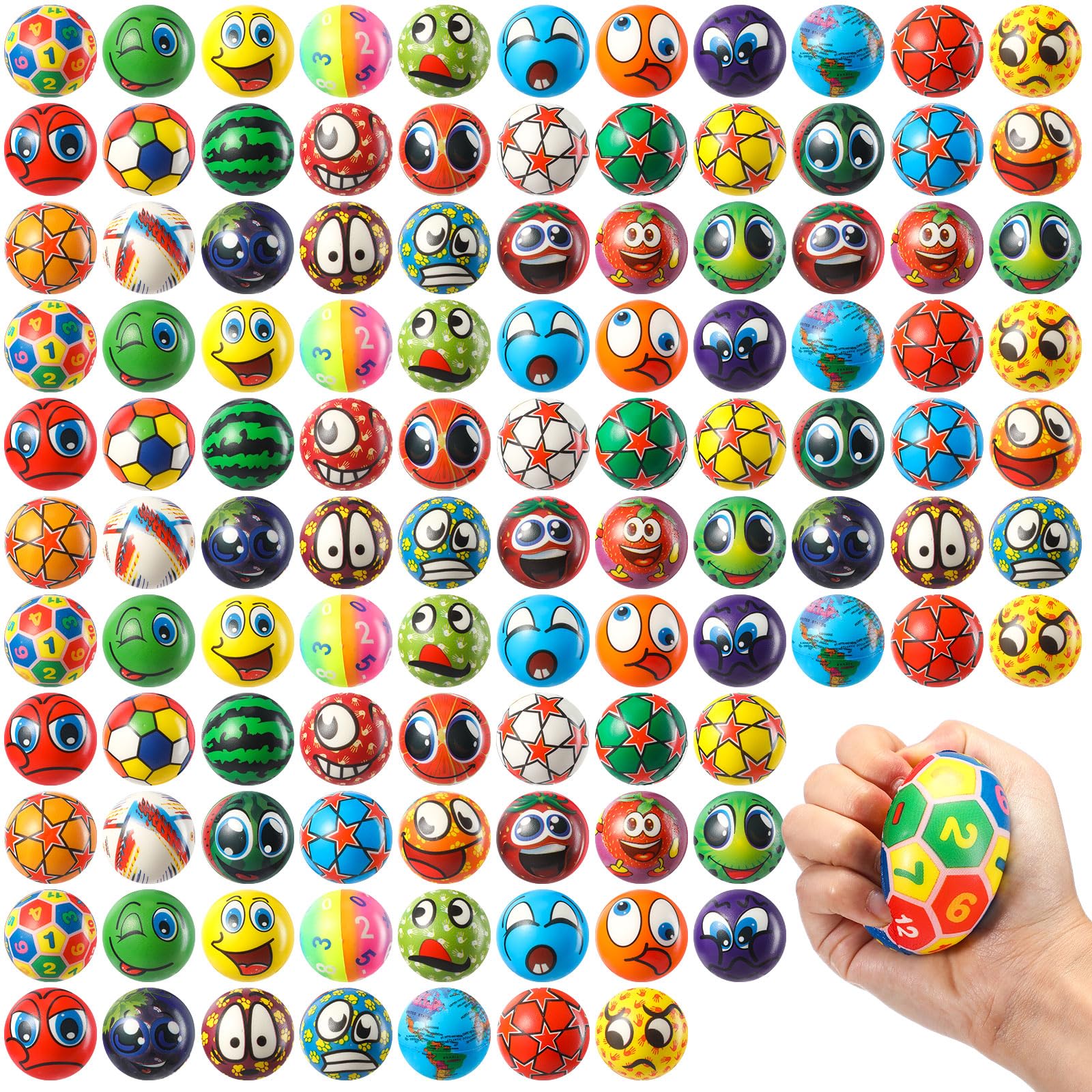 Yunsailing 108-pack mini stress balls in a varied display for quick stress relief.