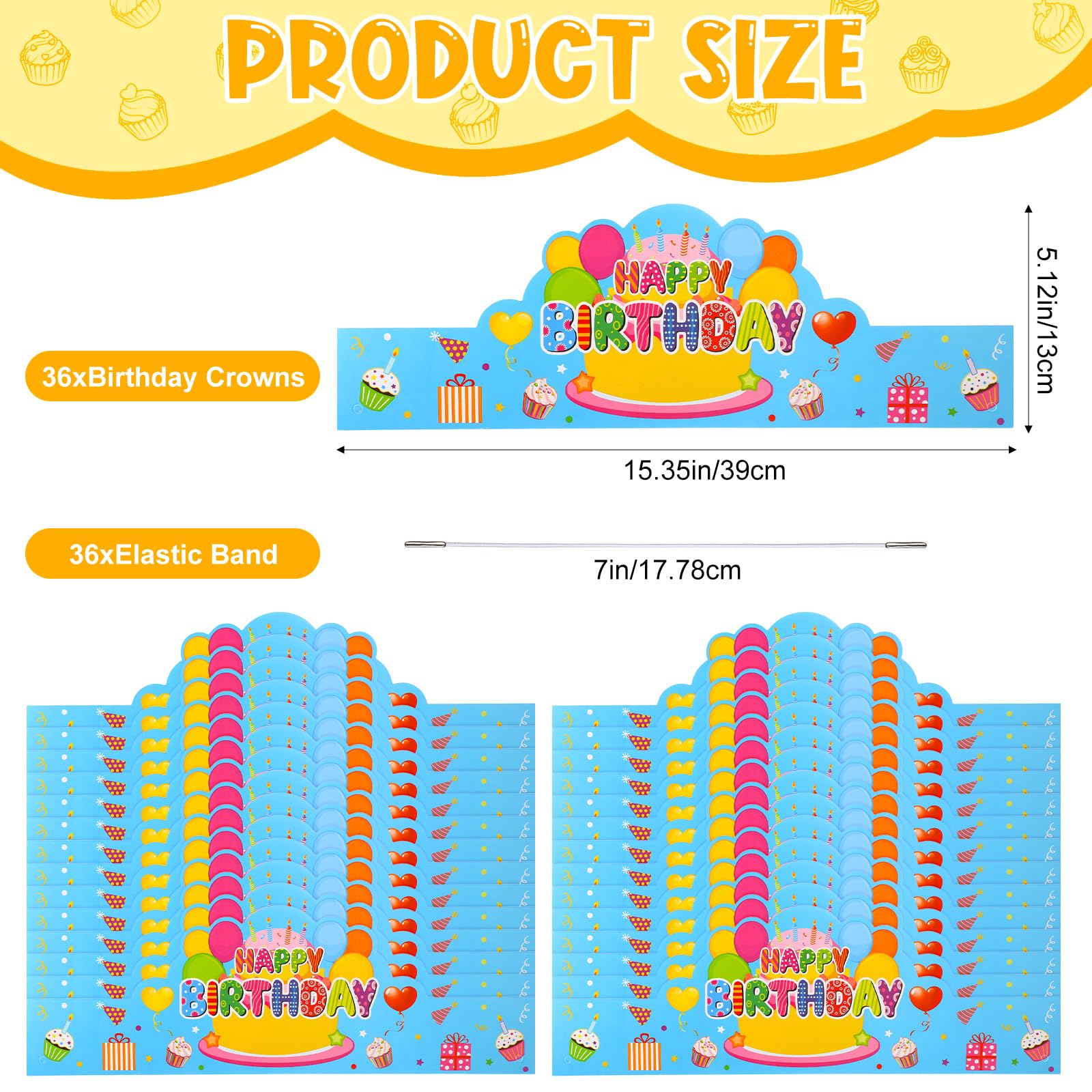 Yunsailing blue birthday crowns elastic-band closeup, comfortable fit for most kids at play.