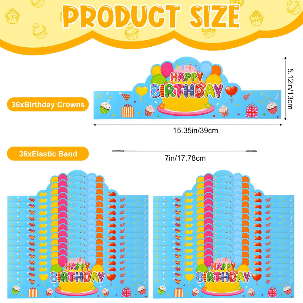 Yunsailing blue birthday crowns elastic-band closeup, comfortable fit for most kids at play.