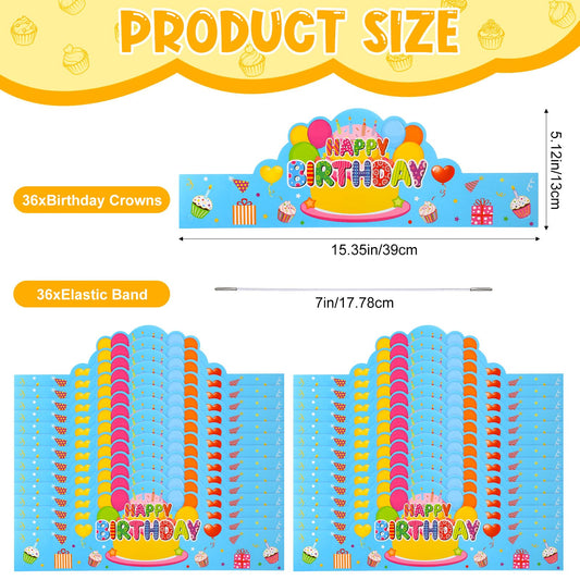 Yunsailing blue birthday crowns elastic-band closeup, comfortable fit for most kids at play.