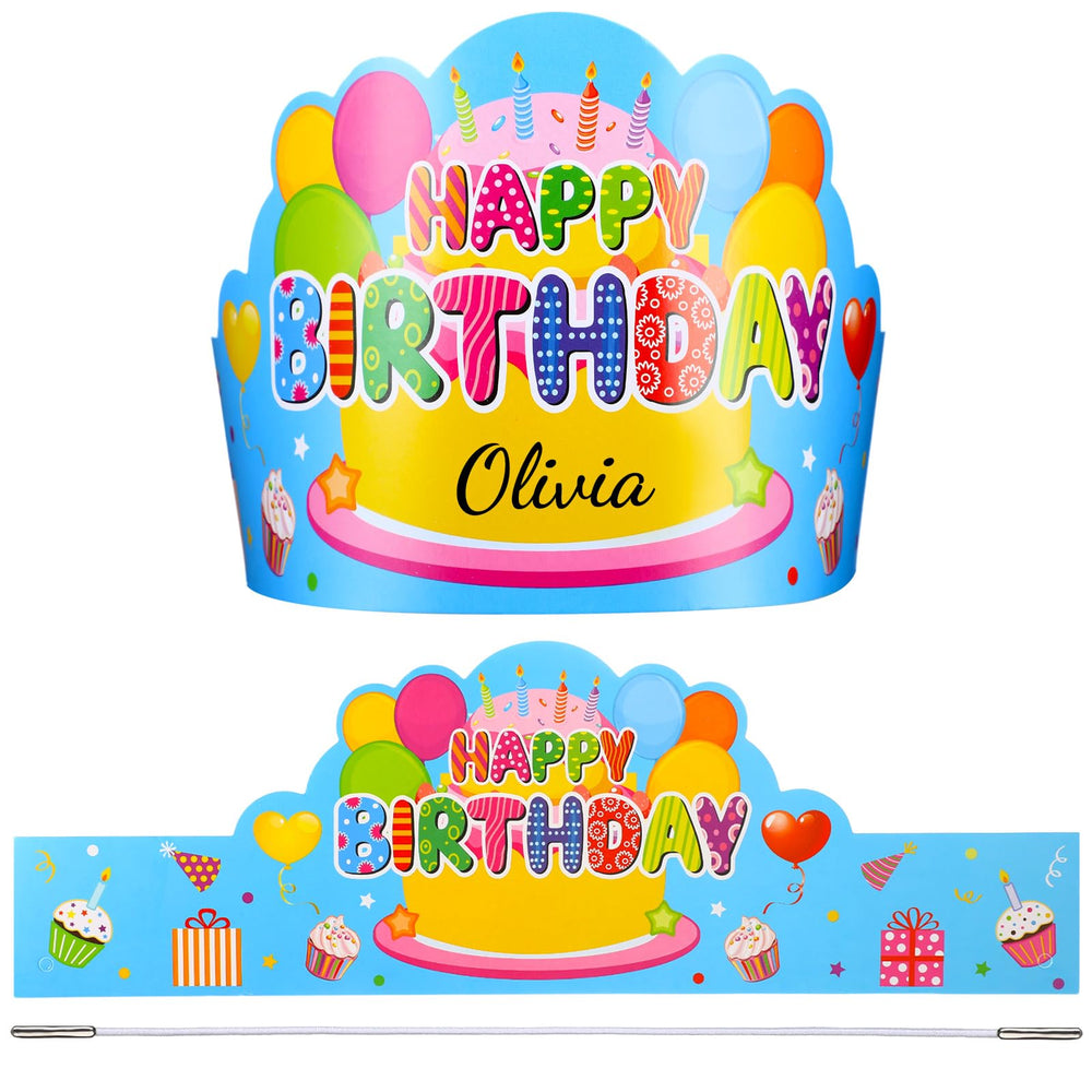 Yunsailing blue birthday crowns pack front, perfect for party decor and group photos.