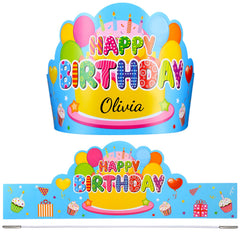 Yunsailing blue birthday crowns pack front, perfect for party decor and group photos.