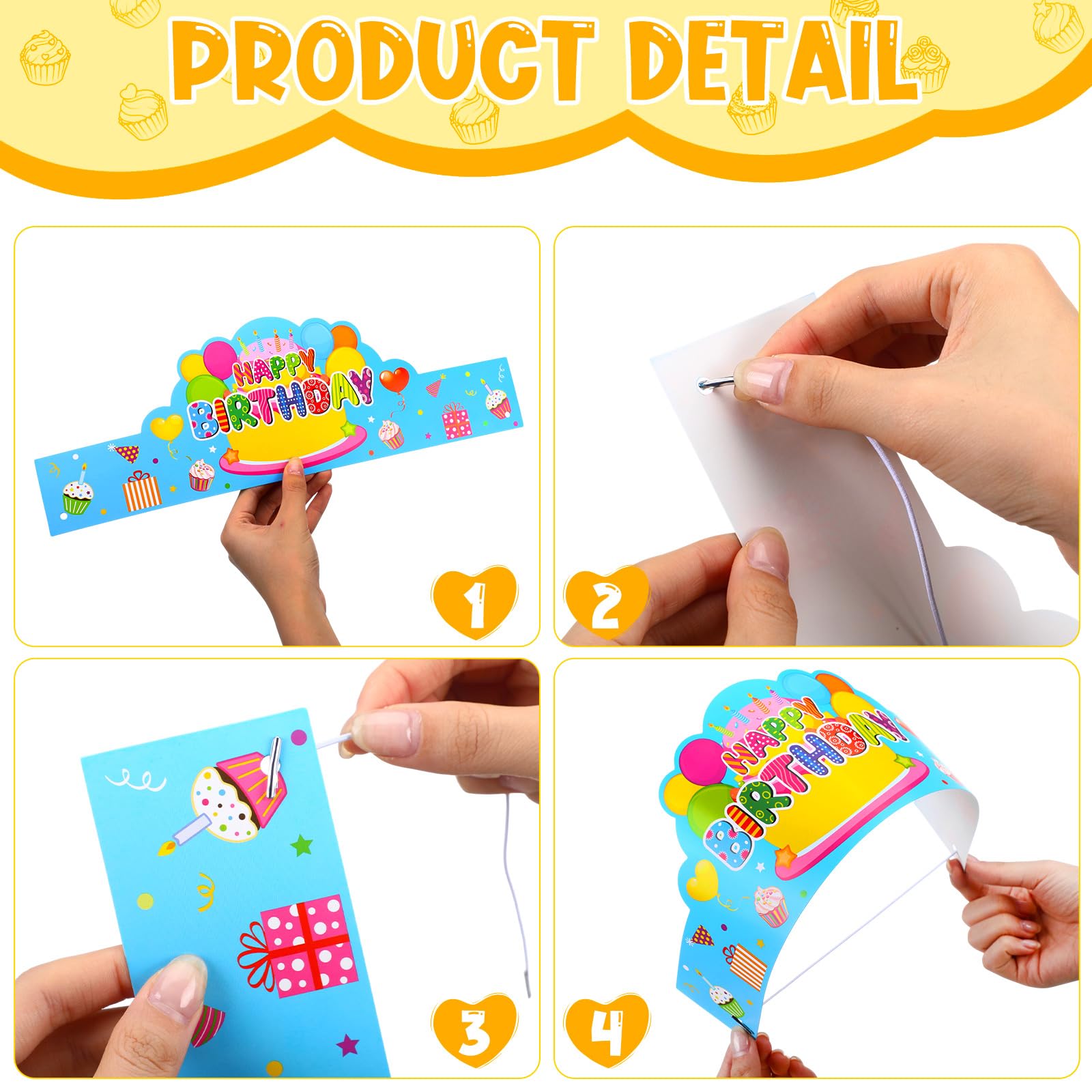 Yunsailing crowns printed happy birthday detail, eye-catching design for memorable celebrations.