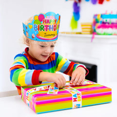 Yunsailing kids wearing blue crowns, adds festive flair to birthdays and classrooms.