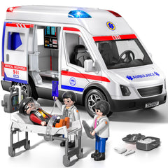 YunWings ambulance toy front view with lights for rescue play