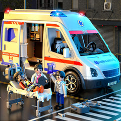 YunWings ambulance toy side view showing opening doors for role play