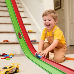 YUOIOYU Flex Tracks 15ft starter set unrolled for instant indoor racing fun