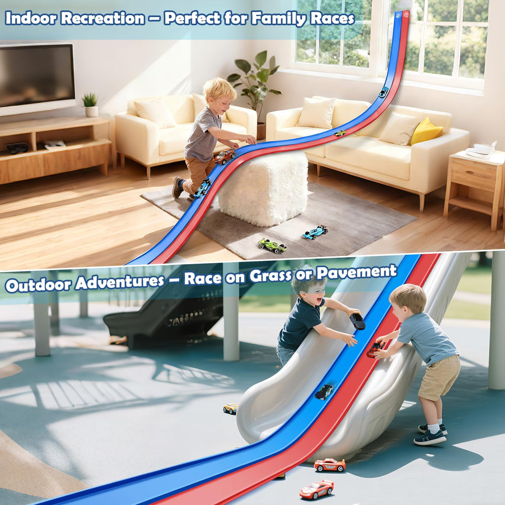 YUOIOYU Flex Tracks on glass windows create a wall-mounted speed challenge