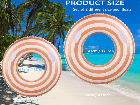 Yuokwer 30-inch orange-striped pool float compact for lighter lounging