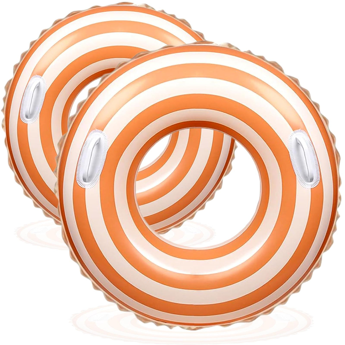 Yuokwer 43-inch orange-striped pool float for adult lounging in sunny water