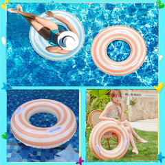 Vibrant orange-striped Yuokwer floats designed for festive pool parties