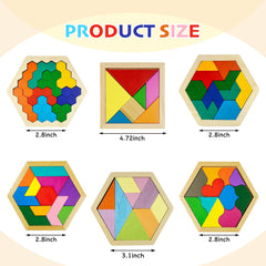 YUQILIN tangrams puzzle pieces are natural wood with smooth edges for safe, tactile play