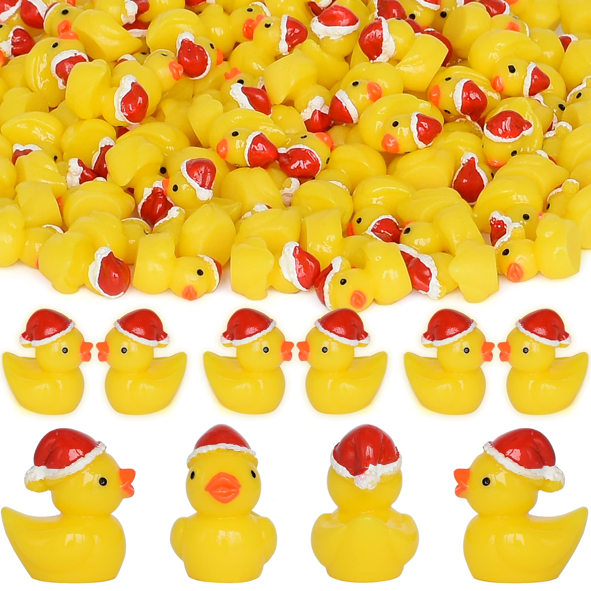 Yuronam Christmas duck with yellow hat, ideal for slime decor and dollhouse scenes