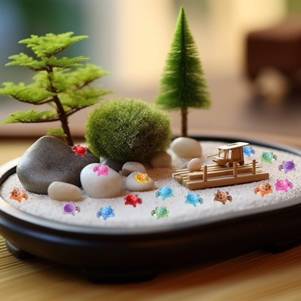 Yuronam luminous turtles brighten fairy garden scenes after sunset