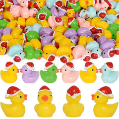 Yuronam tiny Christmas ducks closeup for dollhouses and slime decor.