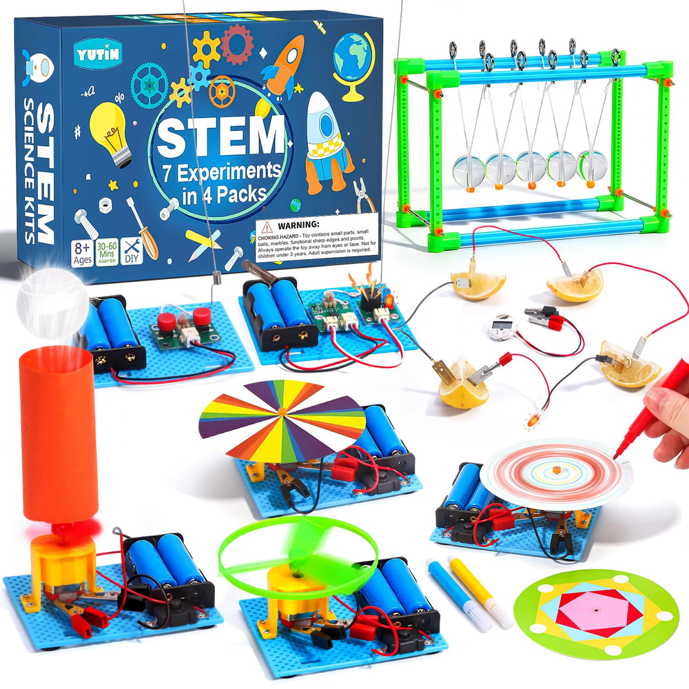 Yutin 4-Set STEM Kit Newton's Cradle demonstrates momentum through hands-on play.