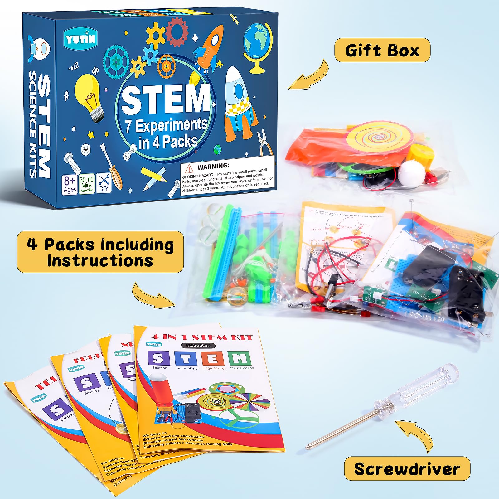 Yutin 4-Set STEM Kit Spin Art Machine sparks creativity with colorful experiments.