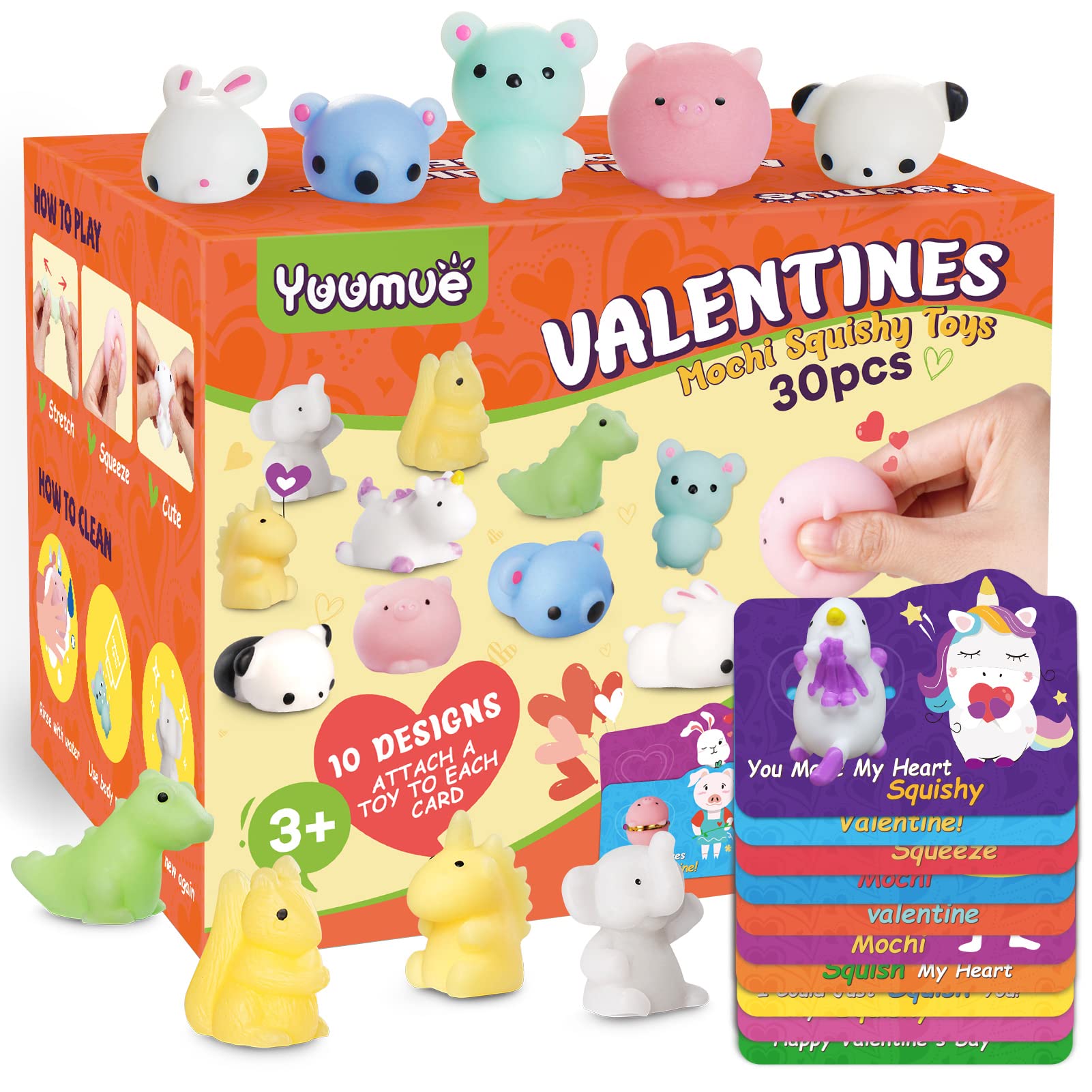 Yuumue valentines card pack with 30 designs for classroom exchanges