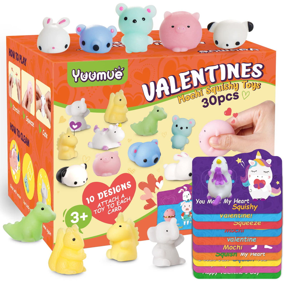 Yuumue valentines card pack with 30 designs for classroom exchanges
