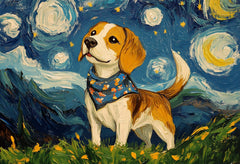 Yuwvewv starry night puzzle with beagle dog in a scarf, ideal for cozy evenings.