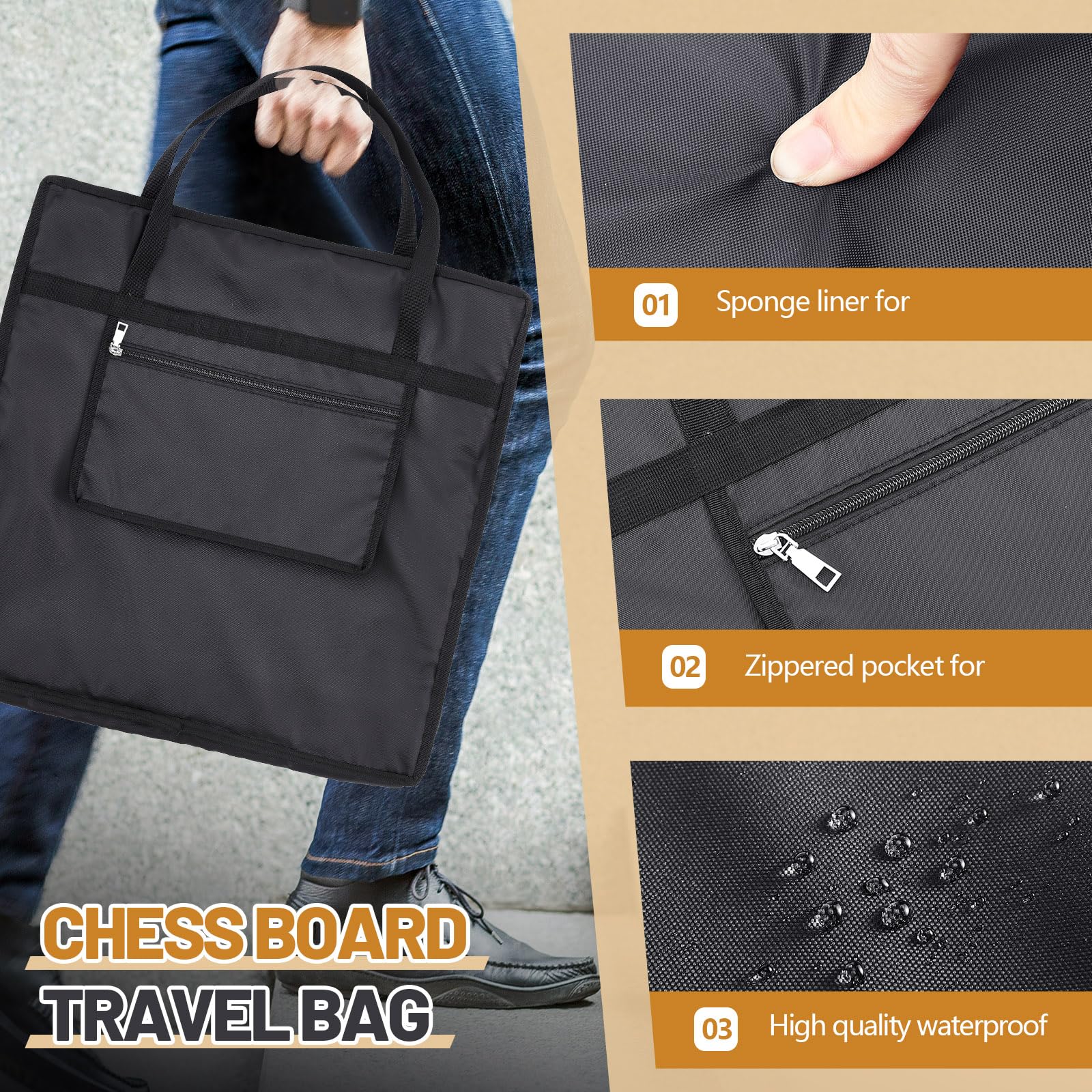 Yuxung Chess Bag interior padding cushions the board against bumps in transit.