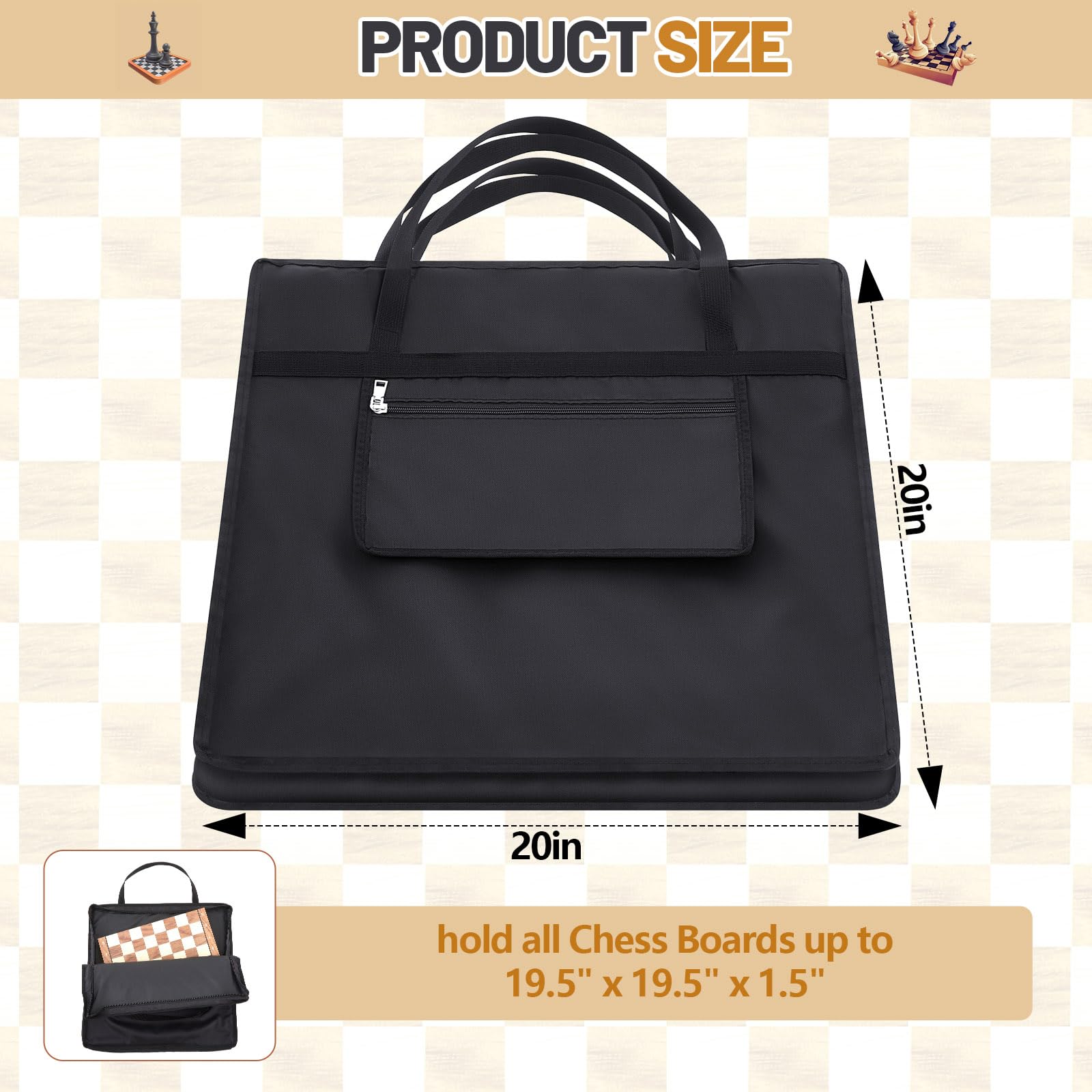 Yuxung Chess Bag nylon-fiber exterior protects from scratches and dirt during transit.