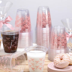 Yuxung 50-pack pink bow cups in packaging.