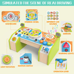 Yuyctwg Montessori Car Busy Board key-start mirrors real car interactions for toddlers.