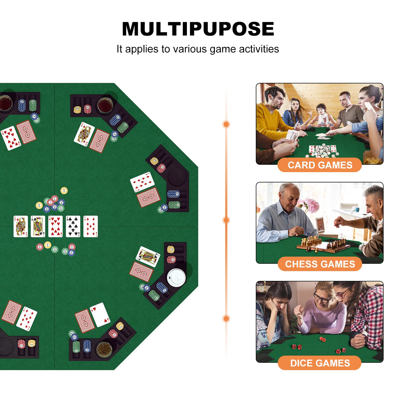 YUZPKRSI versatile folding mat for poker, blackjack, and family game nights.