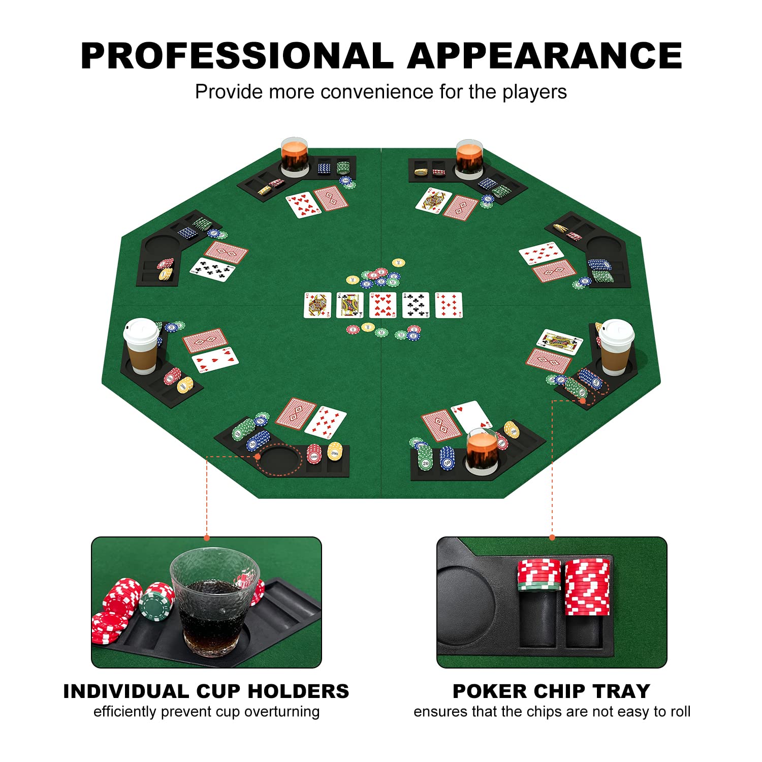 YUZPKRSI green felt surface supports smooth card handling during games.