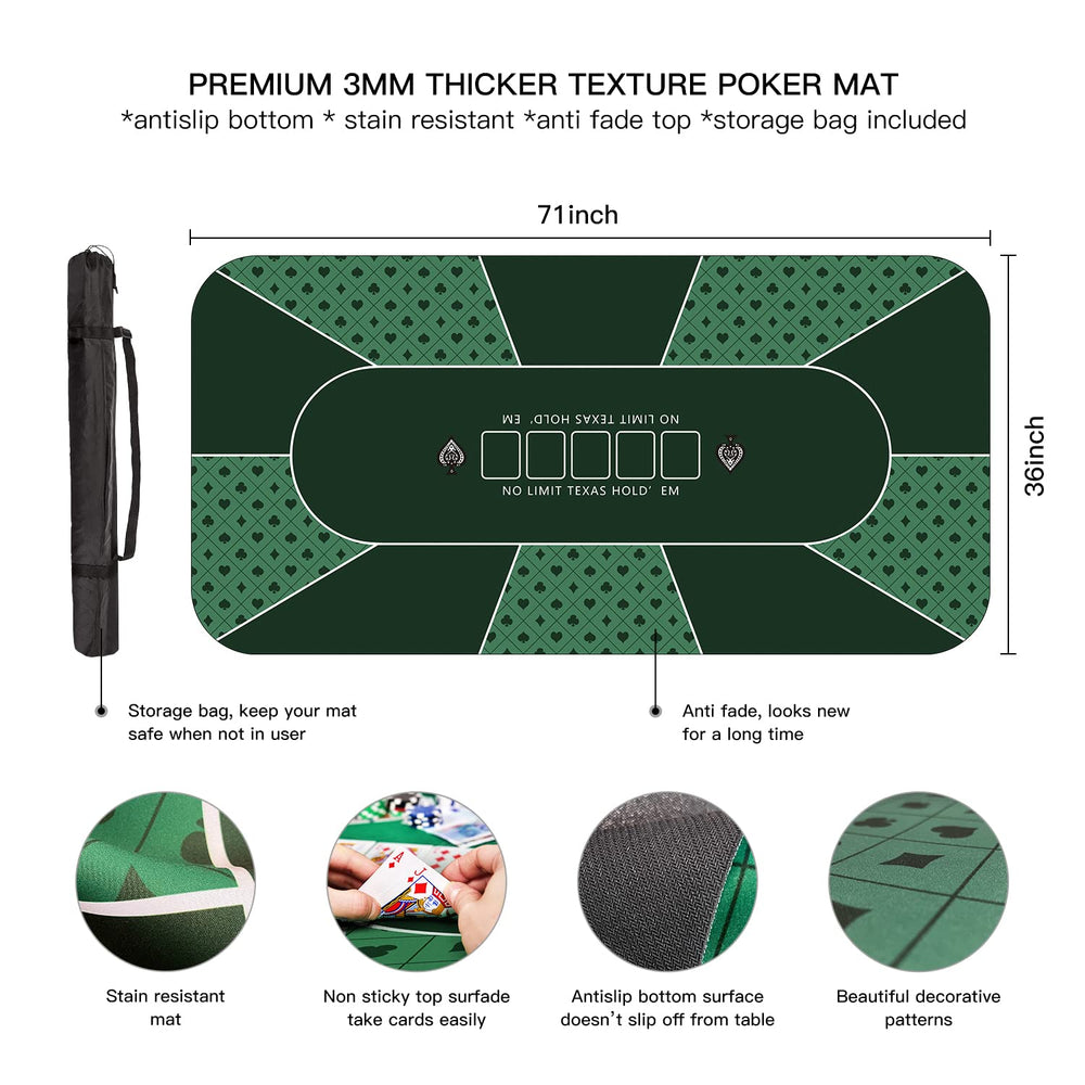 YUZPKRSI poker mat non-slip base keeps table steady during crucial hands