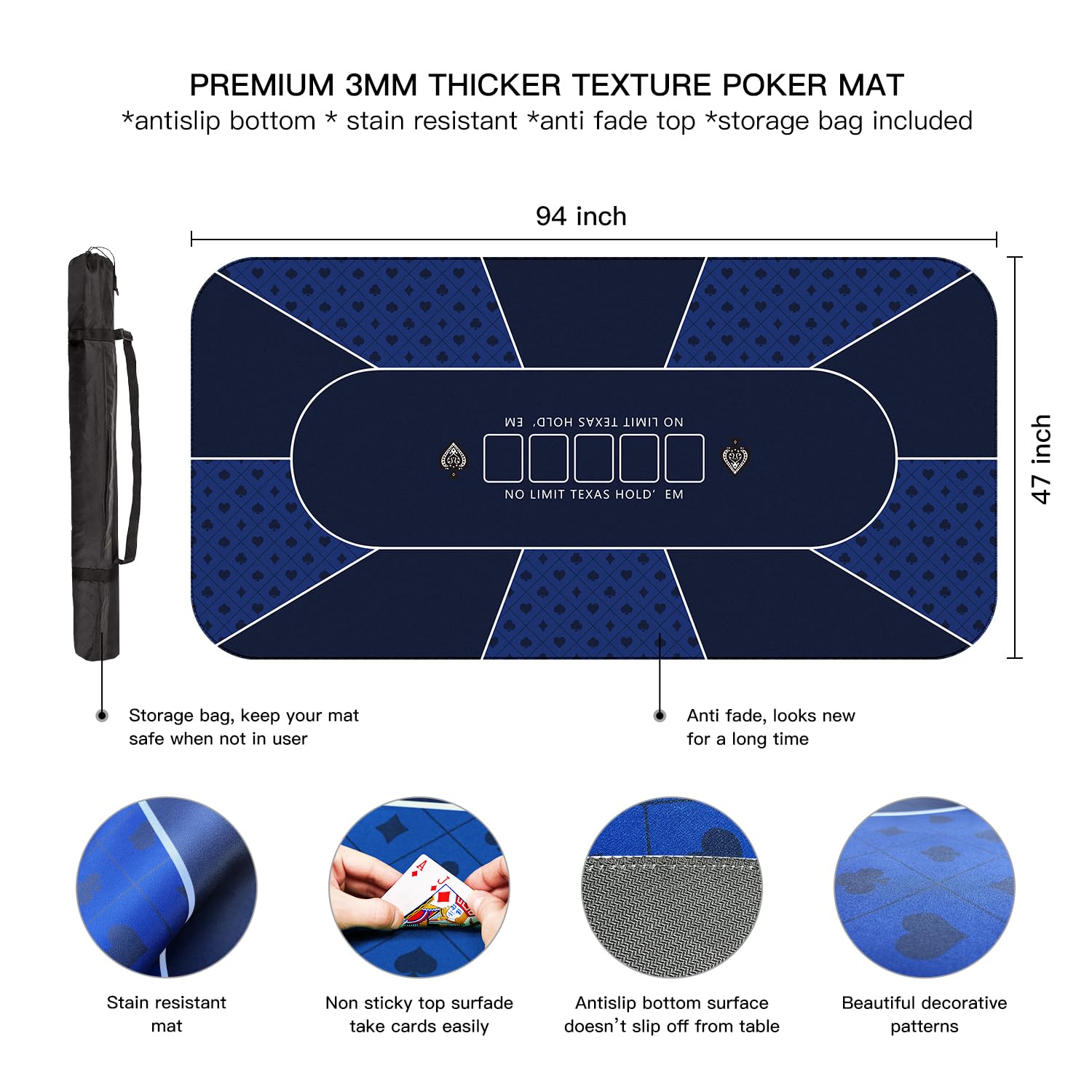 YUZPKRSI poker mat on a table top ready for play