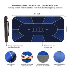 YUZPKRSI poker mat on a table top ready for play