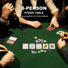 YUZPKRSI table top with chip trays and cup holders keeps cards and snacks organized.