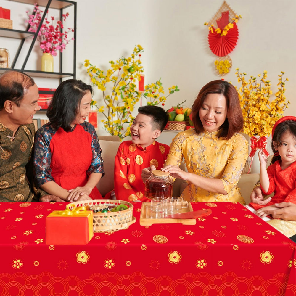 YVAINE 3-pack red and gold tablecloths for versatile festive setups