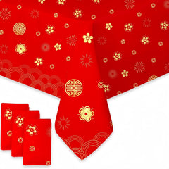 YVAINE 3-piece Chinese New Year tablecloth with fireworks pattern for festive dining