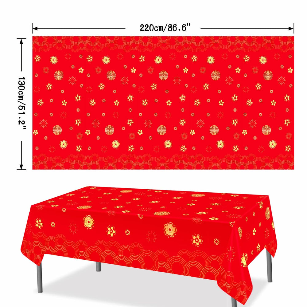 YVAINE red and gold tablecloth creates a luxurious festive mood