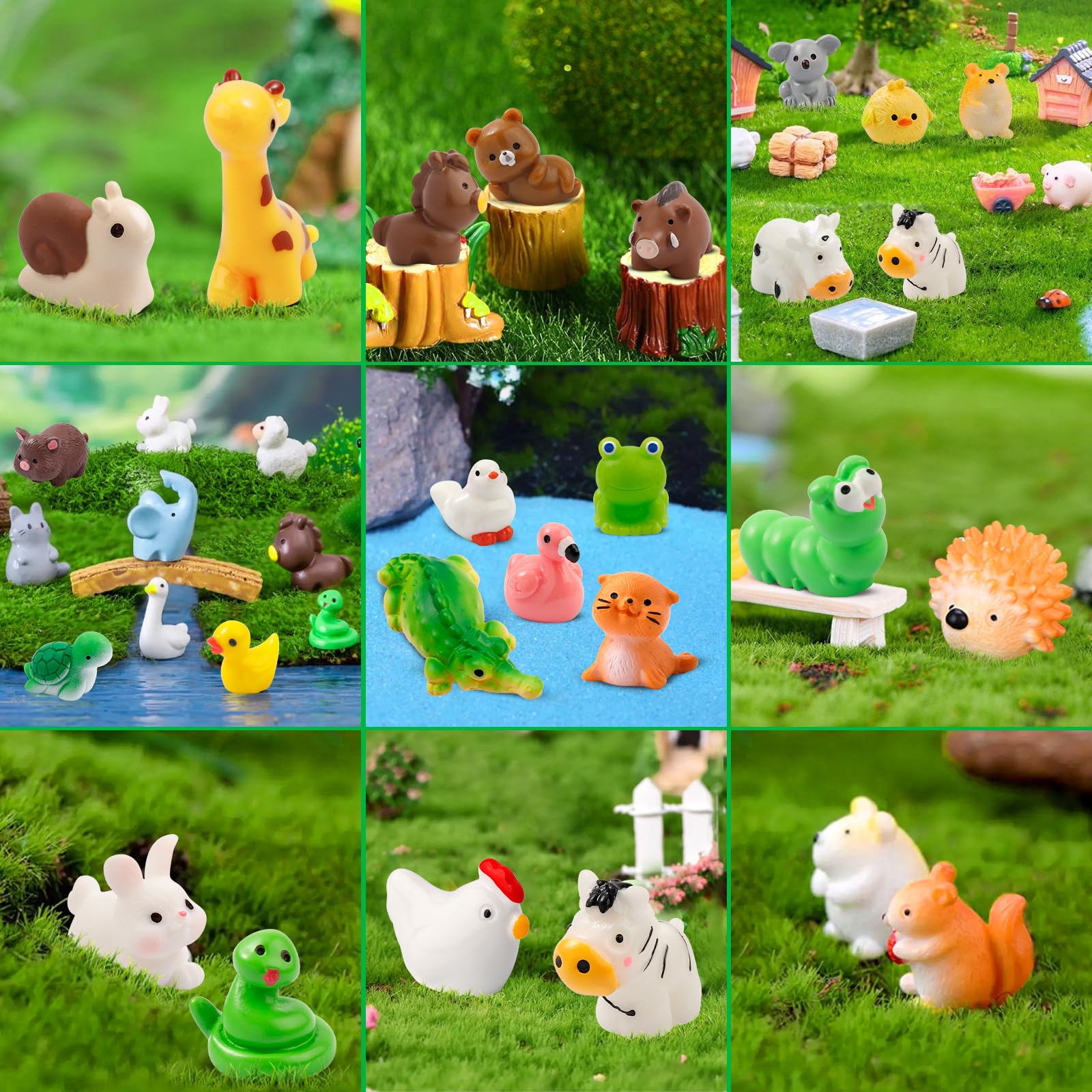 Ywevyezc 42-piece mini resin animals variety 04, perfect for plant pot decor.