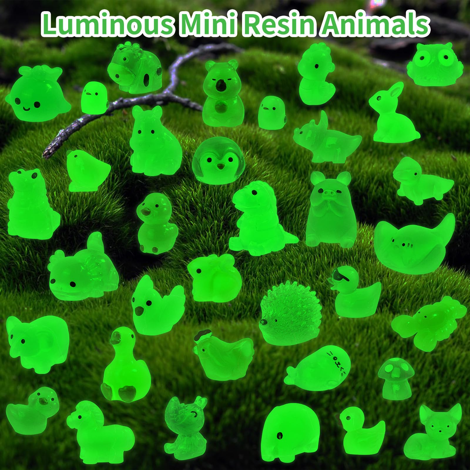 ywevyezc glow-in-the-dark resin figures provide gentle ambient glow for night decor