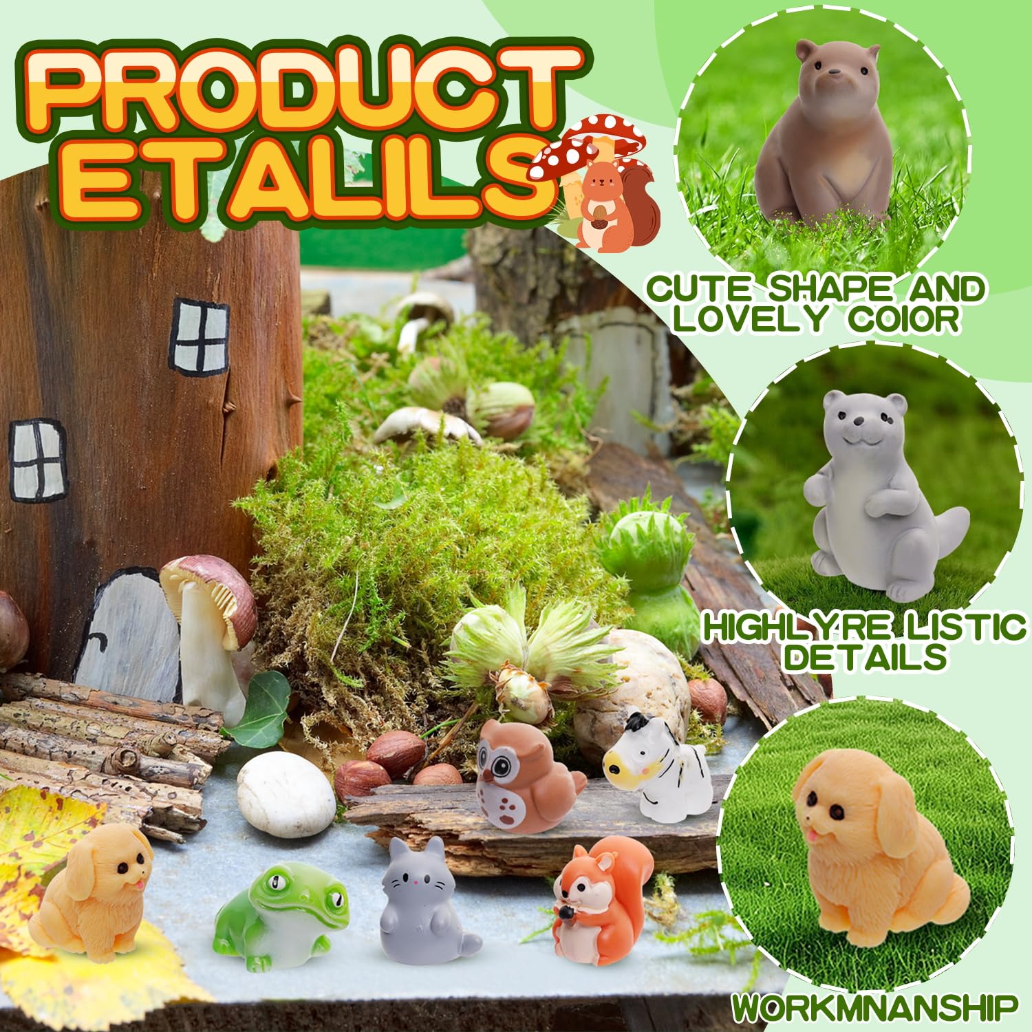 Ywevyezc mini resin animals to brighten micro landscapes and displays.