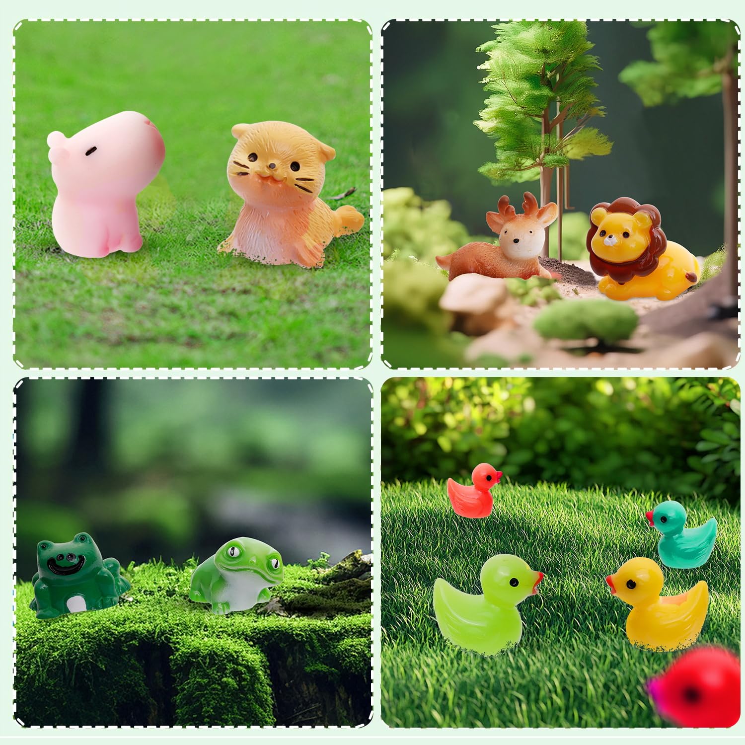 Ywevyezc tiny resin animal figures for plant pot decorations and moss gardens.