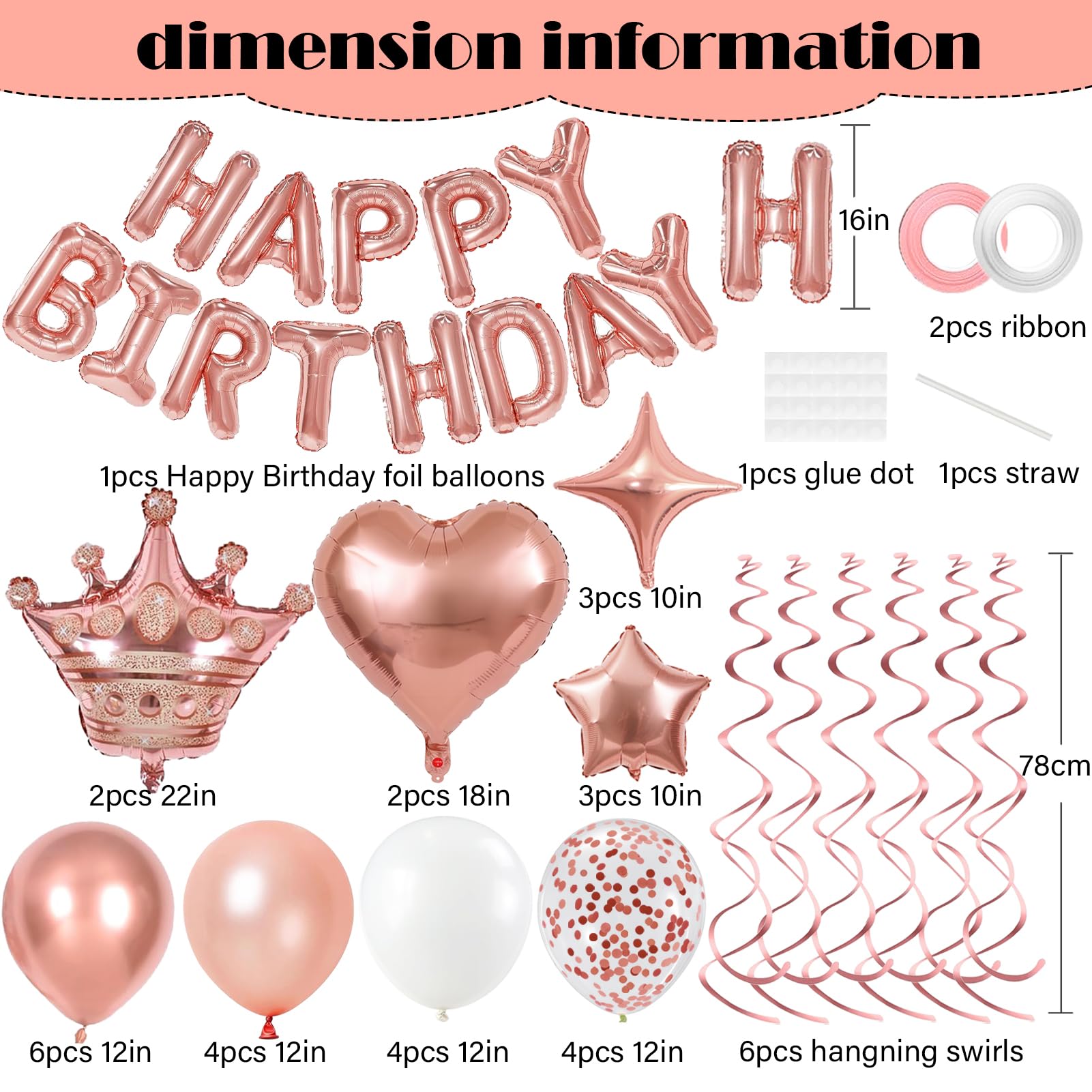YWWSNSE rose gold crown balloons adding regal flair to party setup