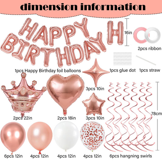 YWWSNSE rose gold crown balloons adding regal flair to party setup