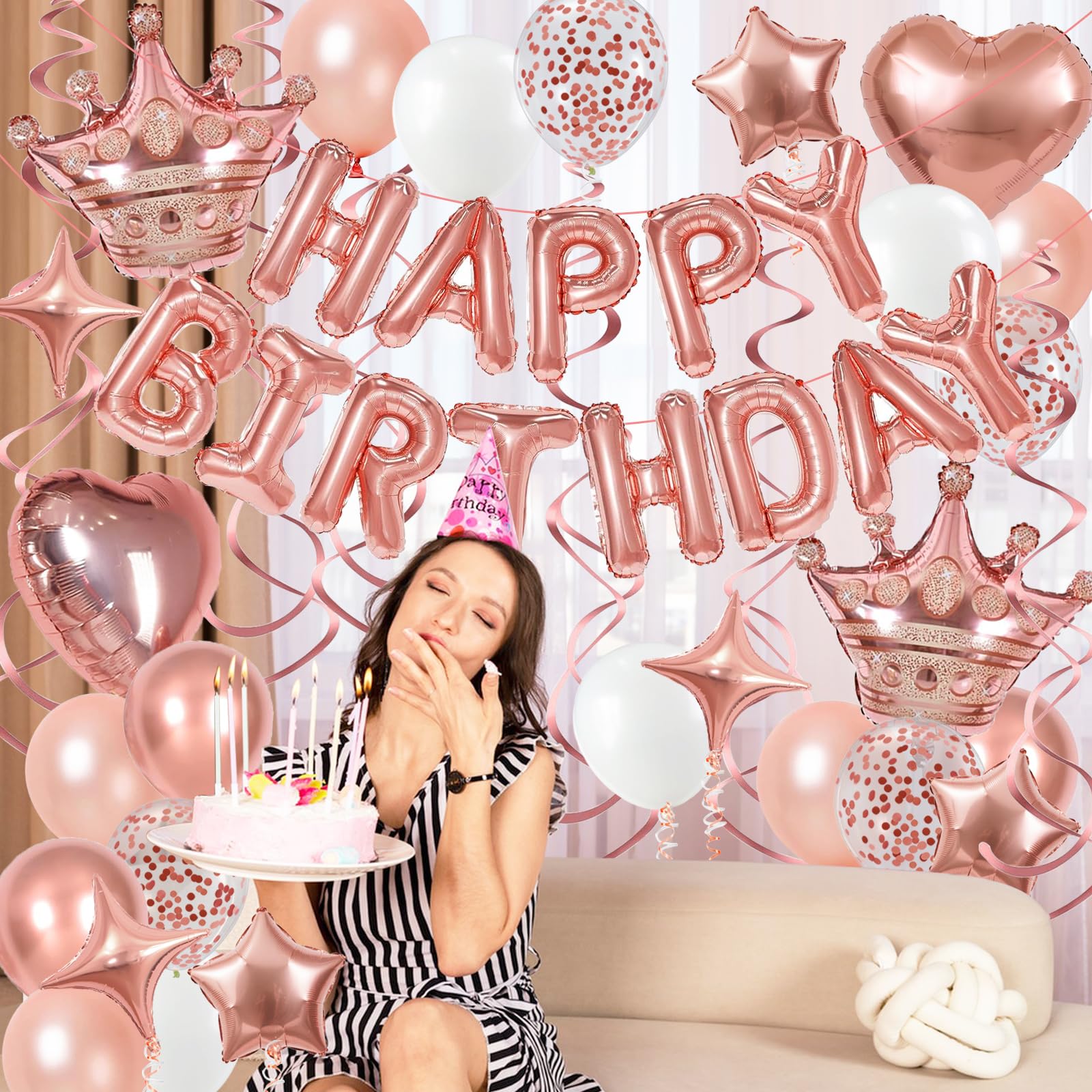 YWWSNSE rose gold heart balloons for romantic birthday accents
