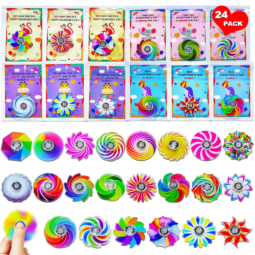 YXOTJHS valentines fidget spinner card with colorful spinner for classroom fun