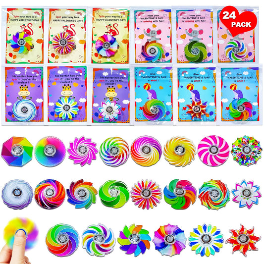 YXOTJHS valentines fidget spinner card with colorful spinner for classroom fun