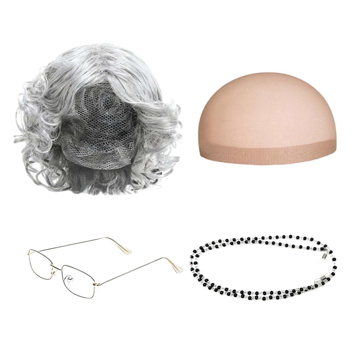 Yxtwaeh gray curly wig for an authentic old-lady look, soft texture and natural movement