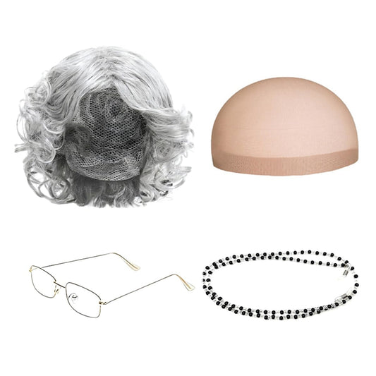 Yxtwaeh gray curly wig for an authentic old-lady look, soft texture and natural movement